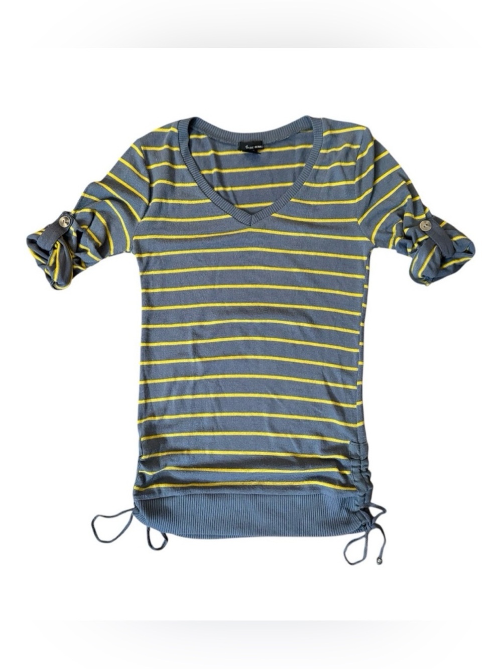 PURE REBEL ruched V-neck sweater, size Medium